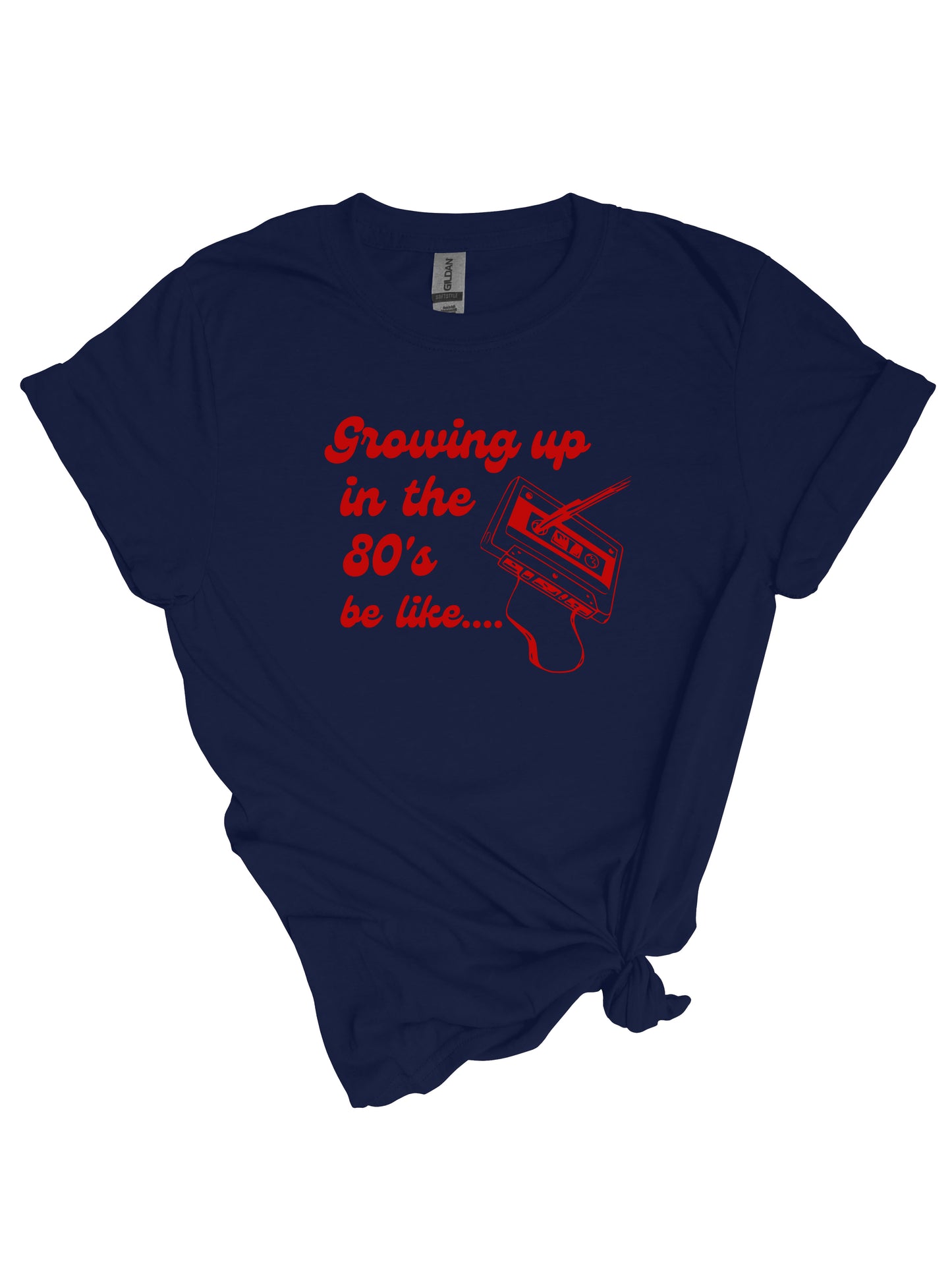Growing up in the 80's be like - Unisex Relaxed Fit Tee Navy