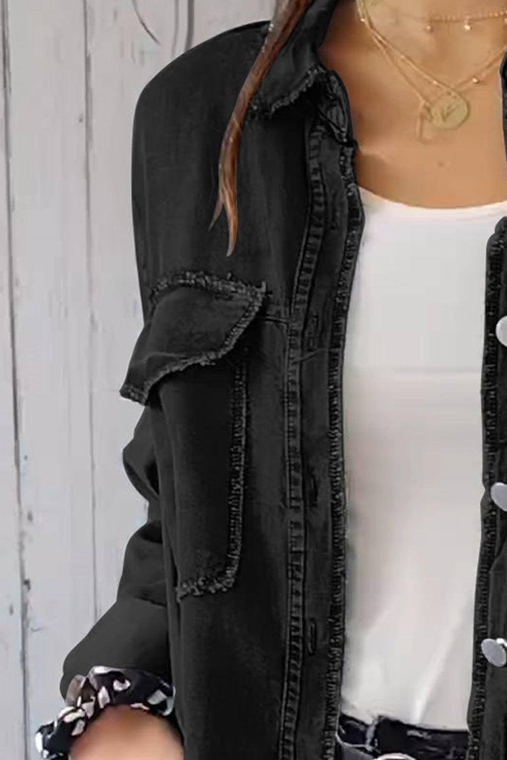 Denim Long Sleeve Pocketed Button Up Full Size Long Shirt