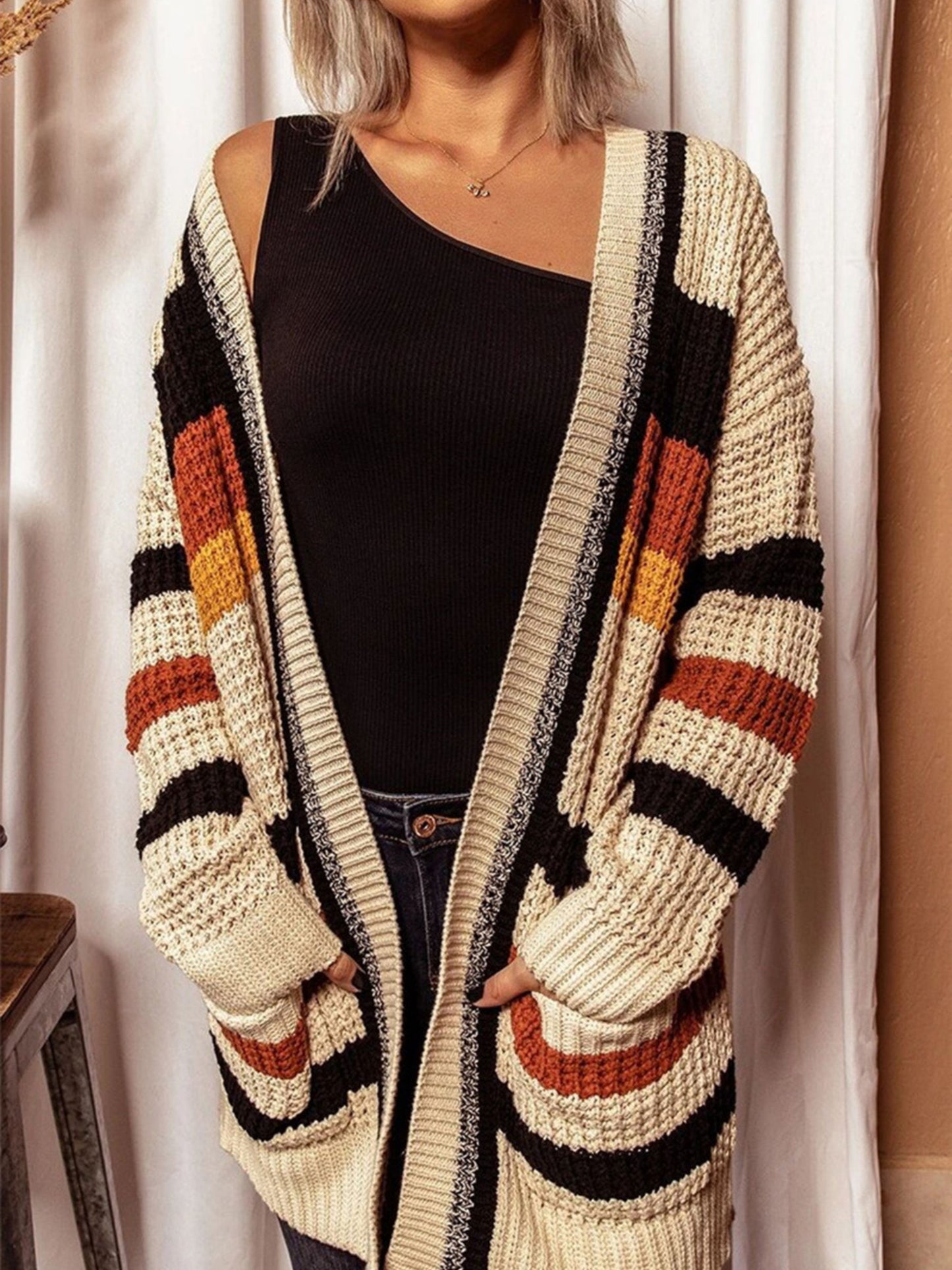 Striped Longline Cardigan