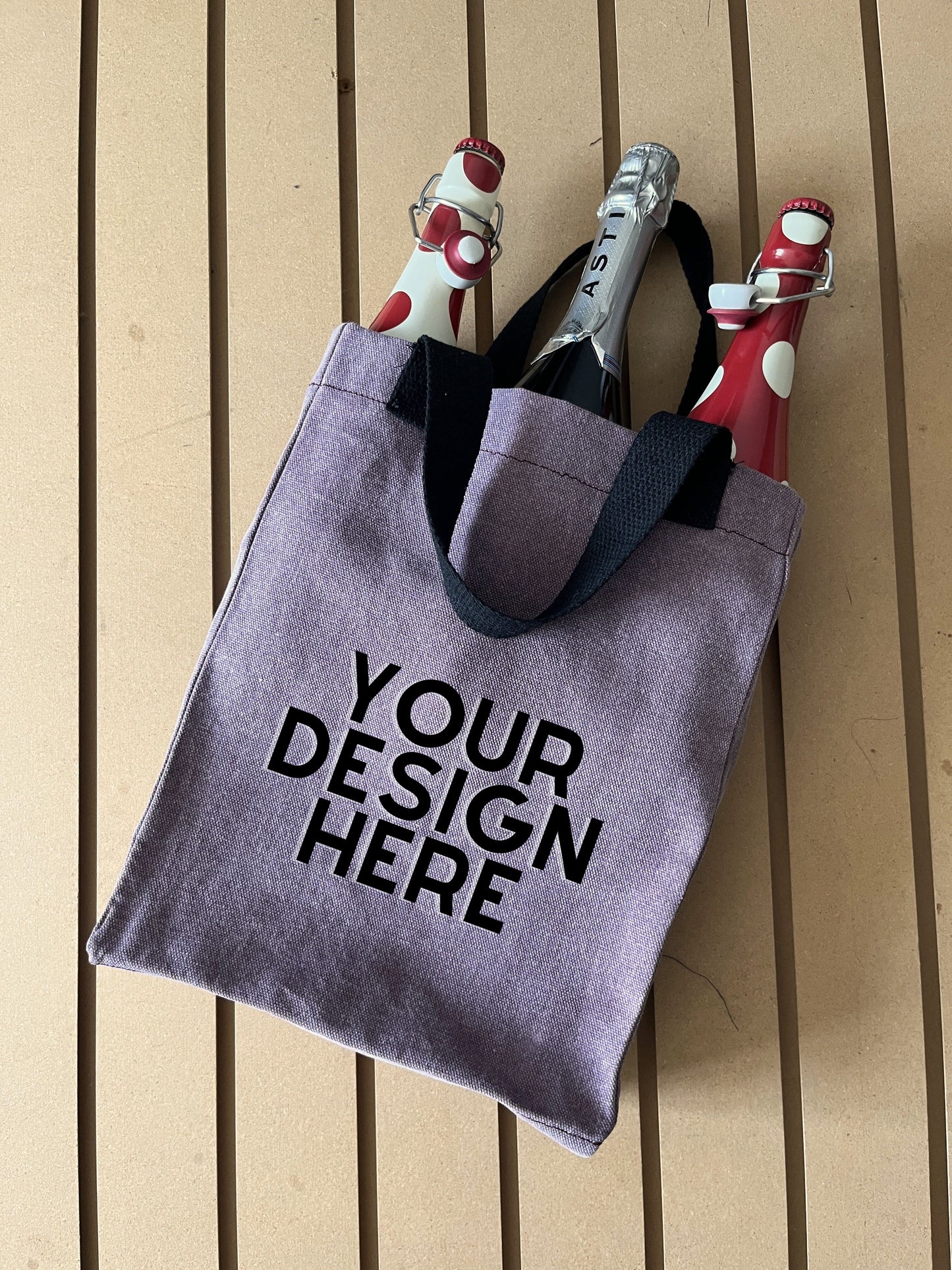 Reusable Wine Carrier Tote Bag - Purple