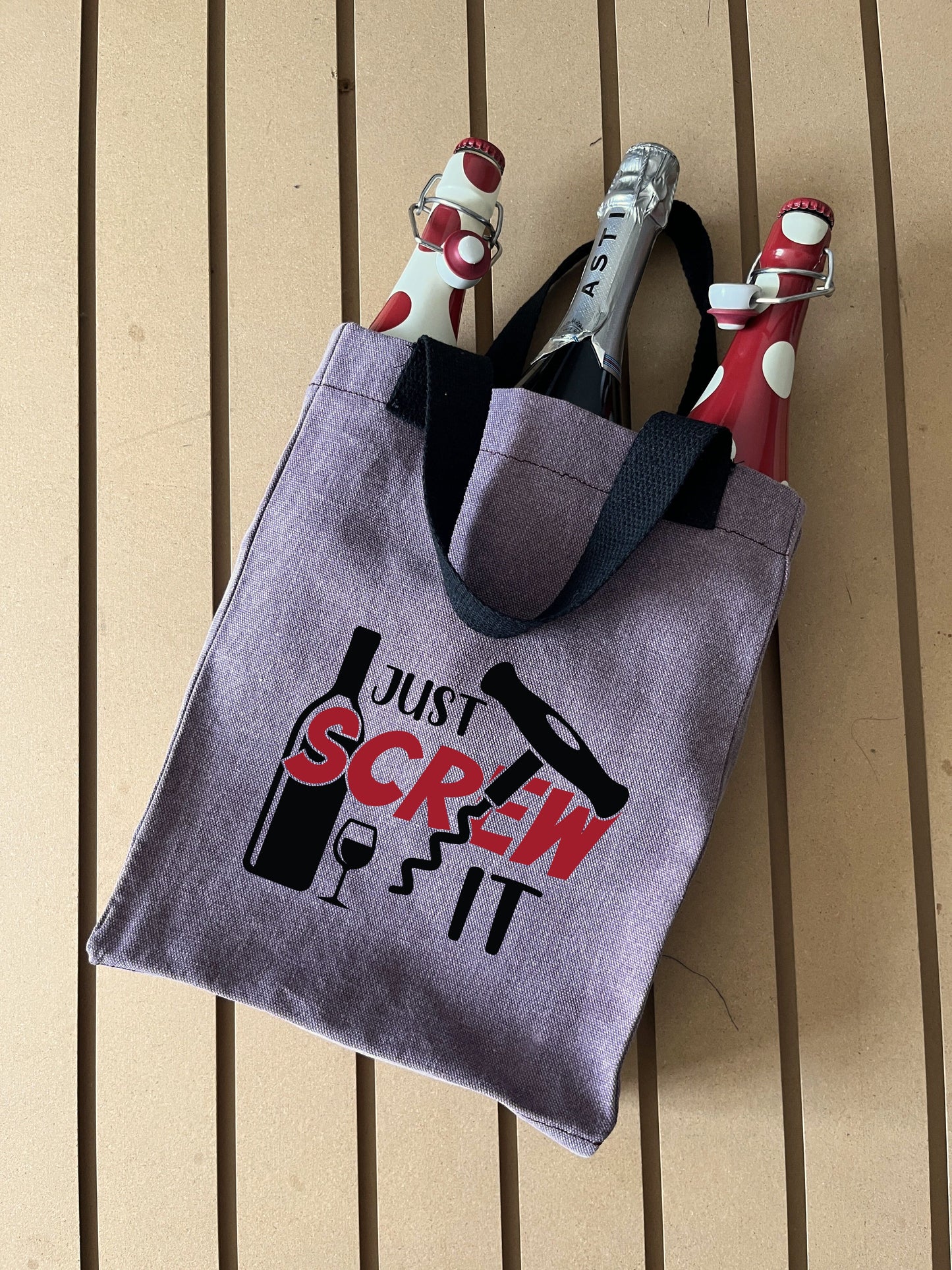 Reusable Wine Carrier Tote Bag - Purple