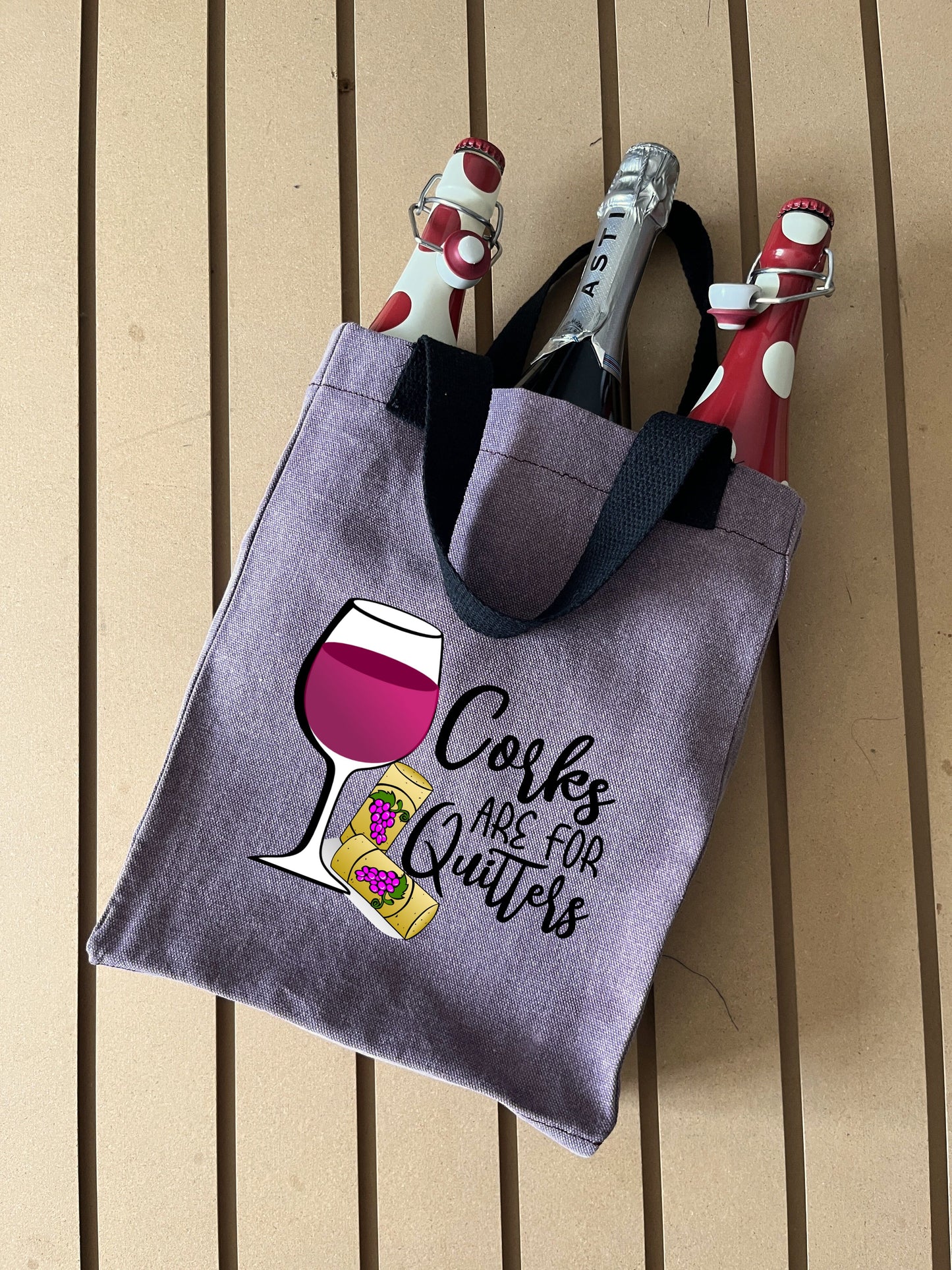 Reusable Wine Carrier Tote Bag - Purple