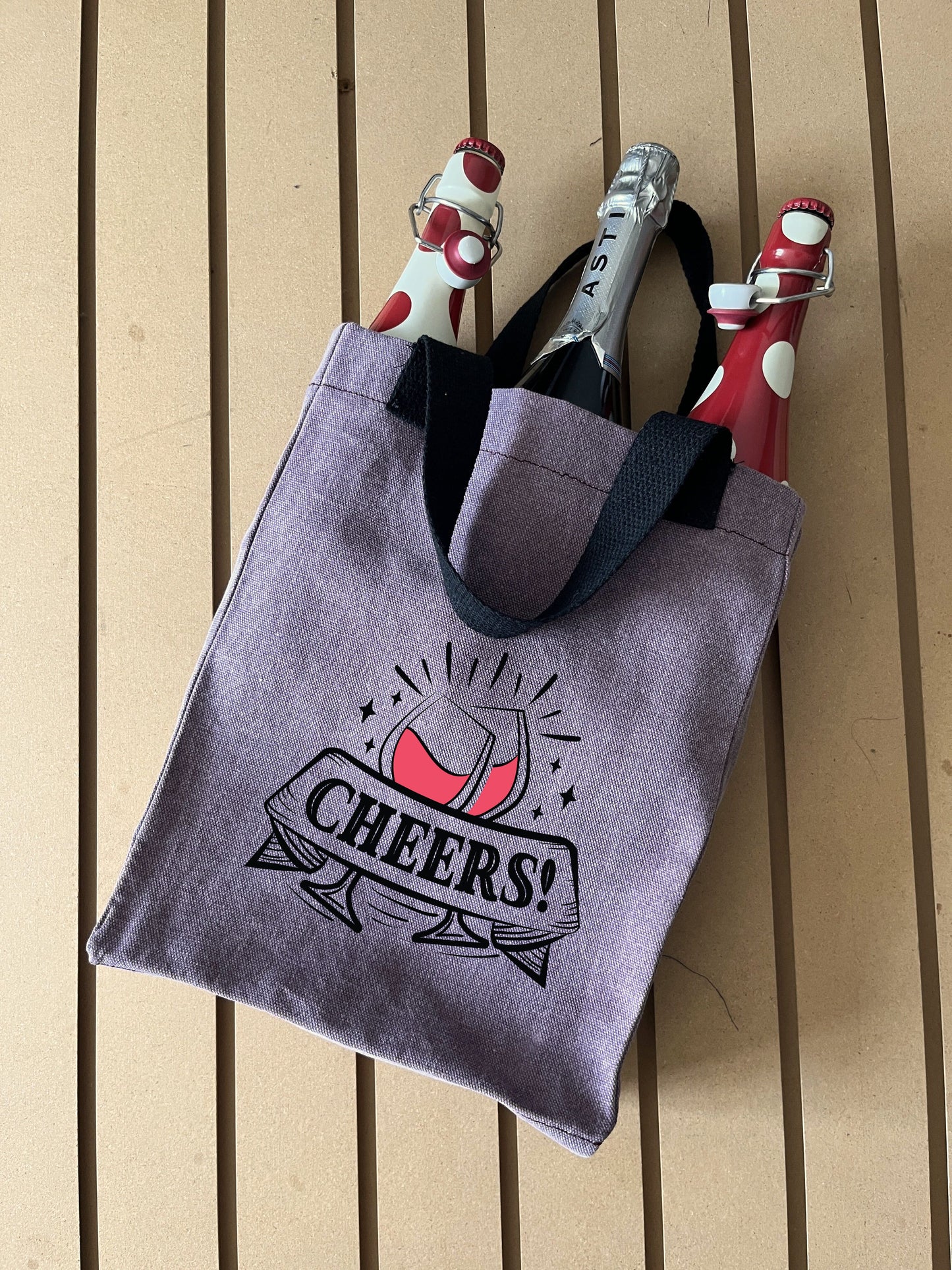 Reusable Wine Carrier Tote Bag - Purple