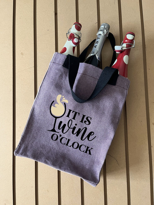 Reusable Wine Carrier Tote Bag - Purple