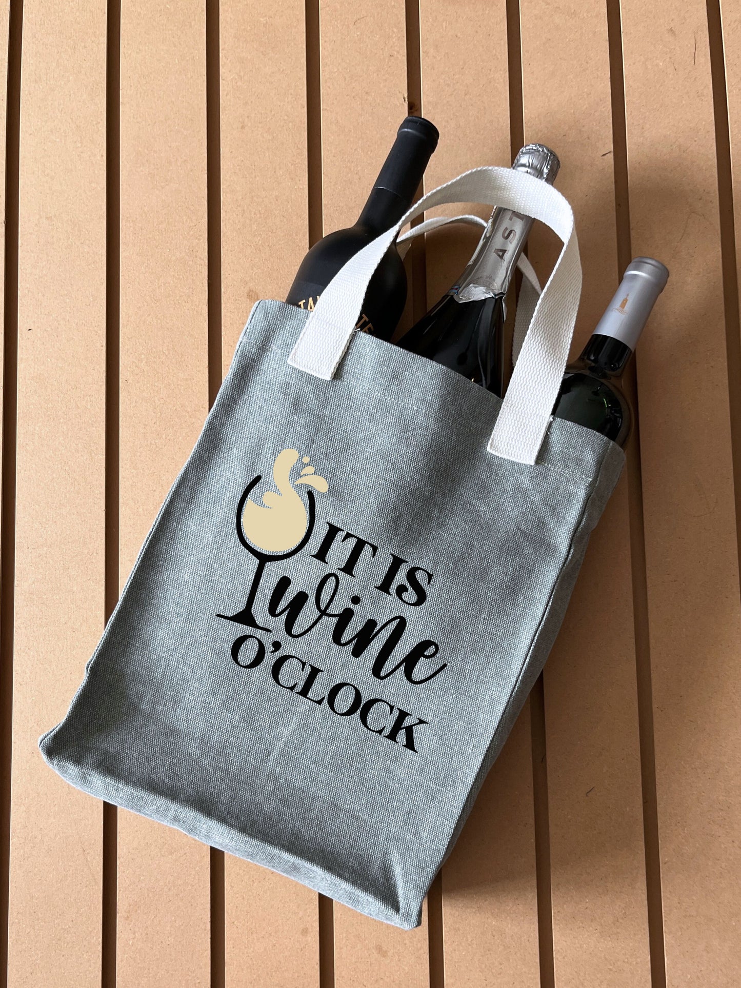 Reusable Wine Carrier Tote Bag - Sage Green