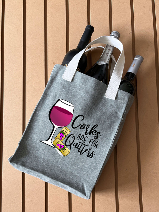 Reusable Wine Carrier Tote Bag - Sage Green