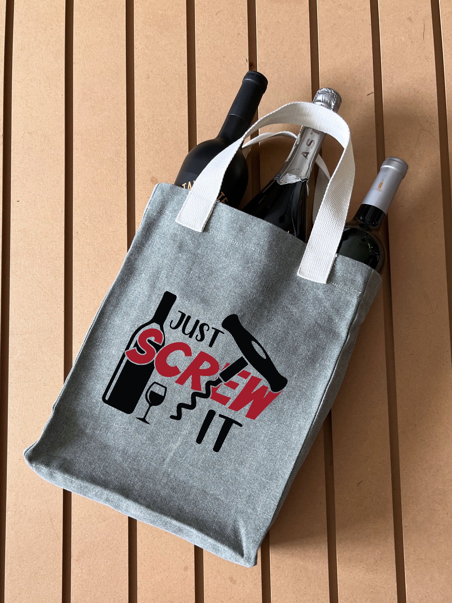 Reusable Wine Carrier Tote Bag - Sage Green