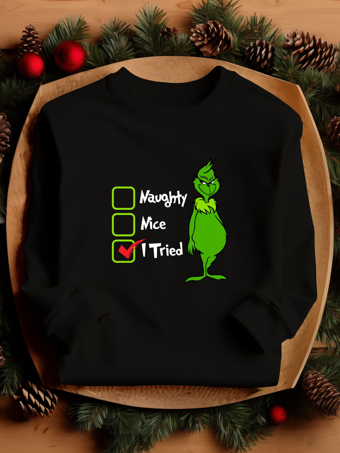 The Grinch Check List - Crewneck Relaxed Fit Sweatshirt
