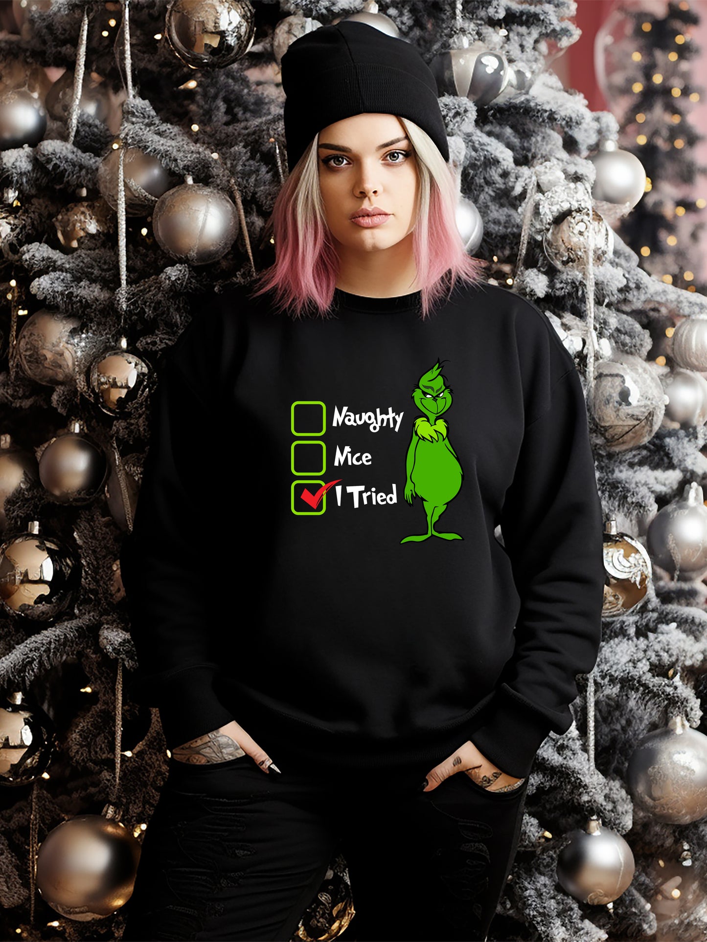 The Grinch Check List - Crewneck Relaxed Fit Sweatshirt