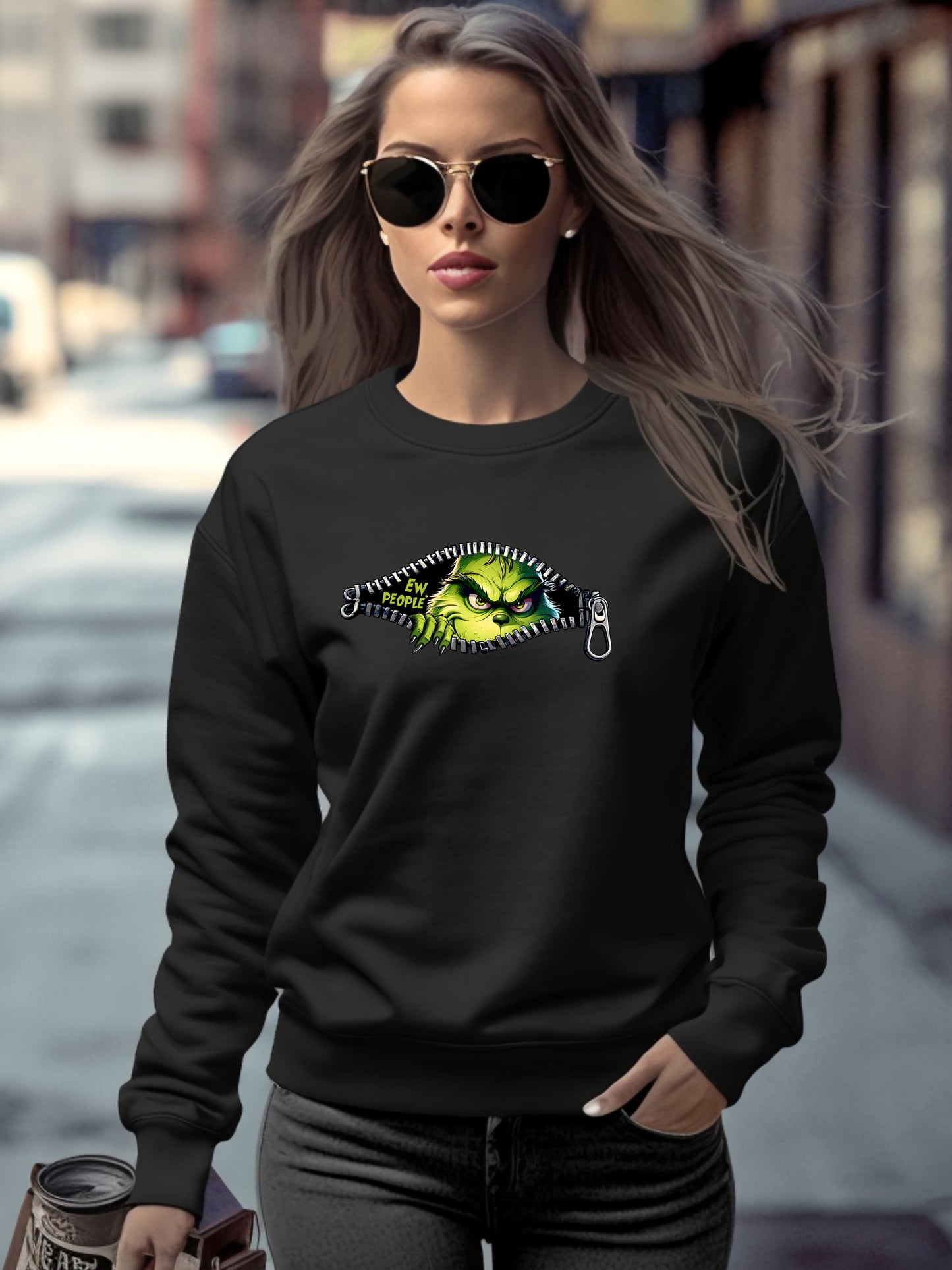 The Grinch Ew People Unisex Crewneck Relaxed Fit Sweatshirt
