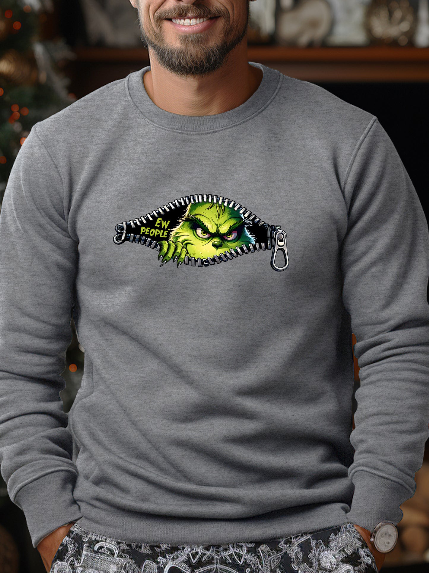 The Grinch Ew People Unisex Crewneck Relaxed Fit Sweatshirt