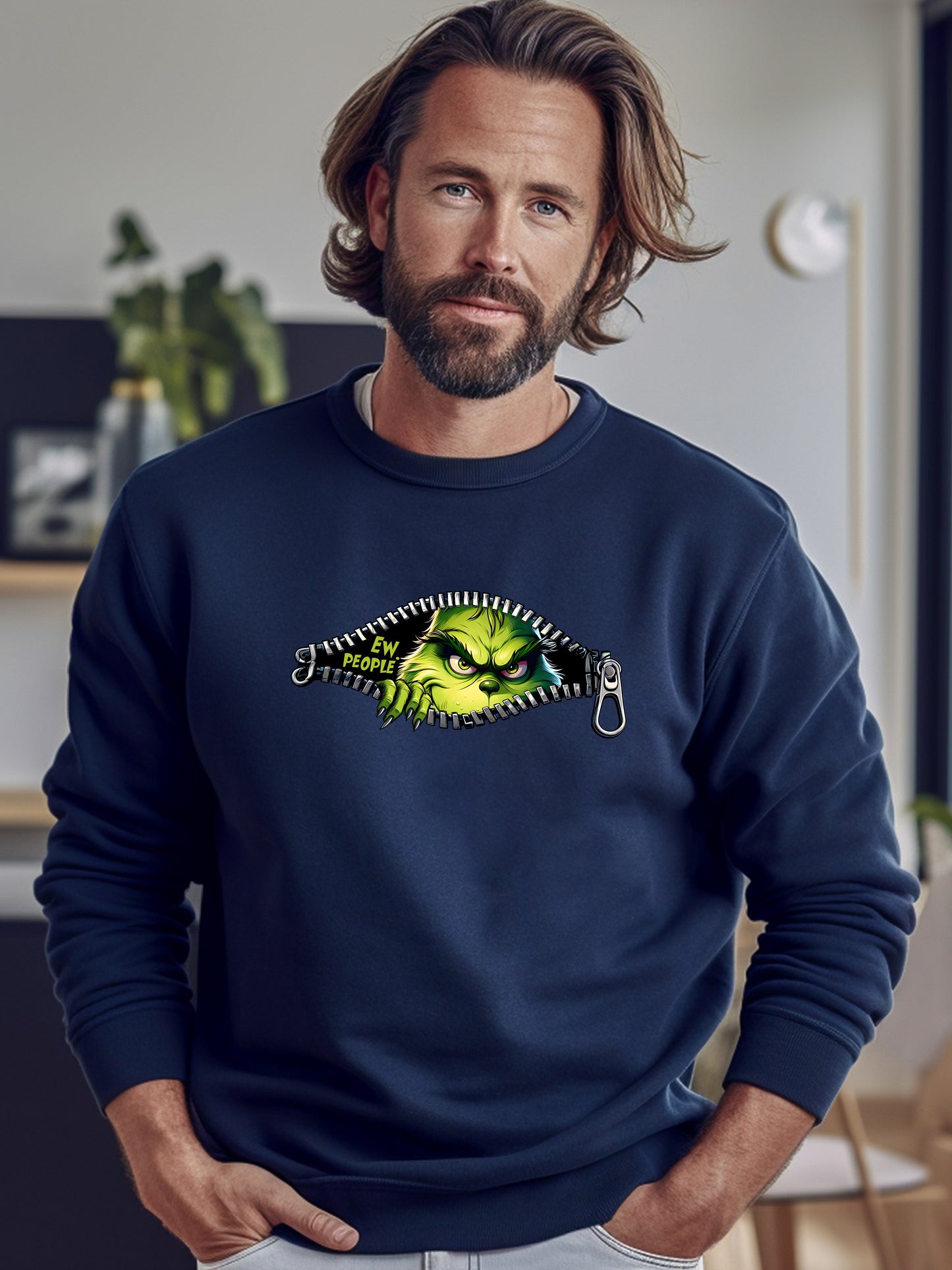 The Grinch Ew People Unisex Crewneck Relaxed Fit Sweatshirt