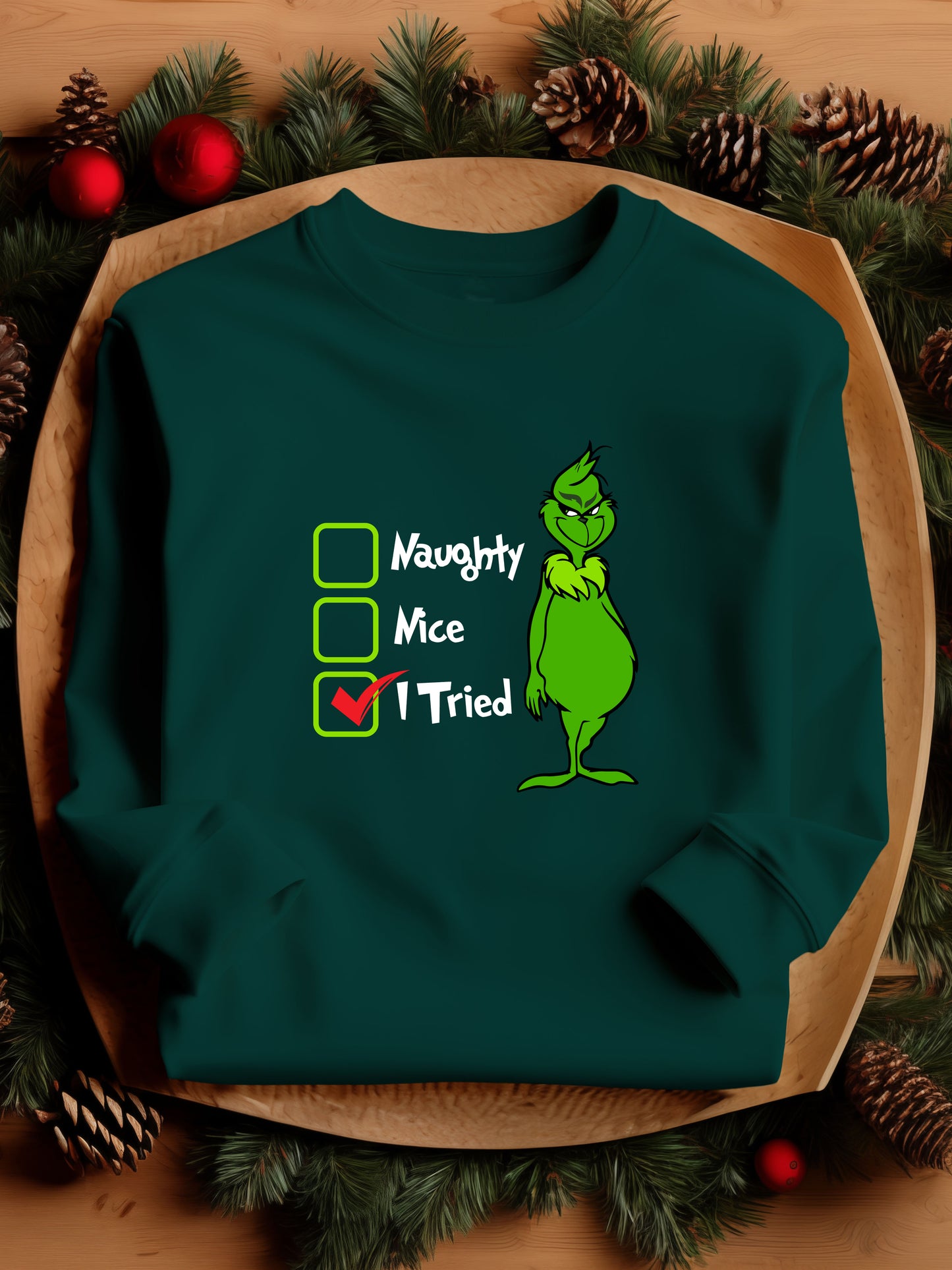 The Grinch Check List - Crewneck Relaxed Fit Sweatshirt