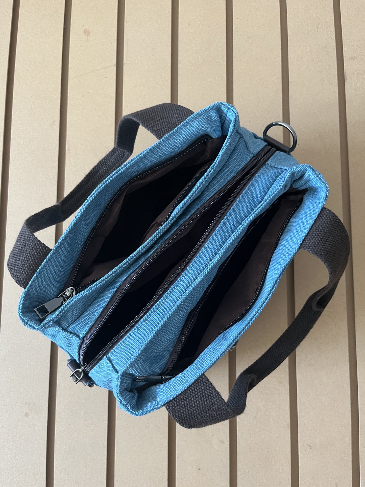Vibe Sling Mini-Maximizer Canvas Crossbody Purse – Sky Blue