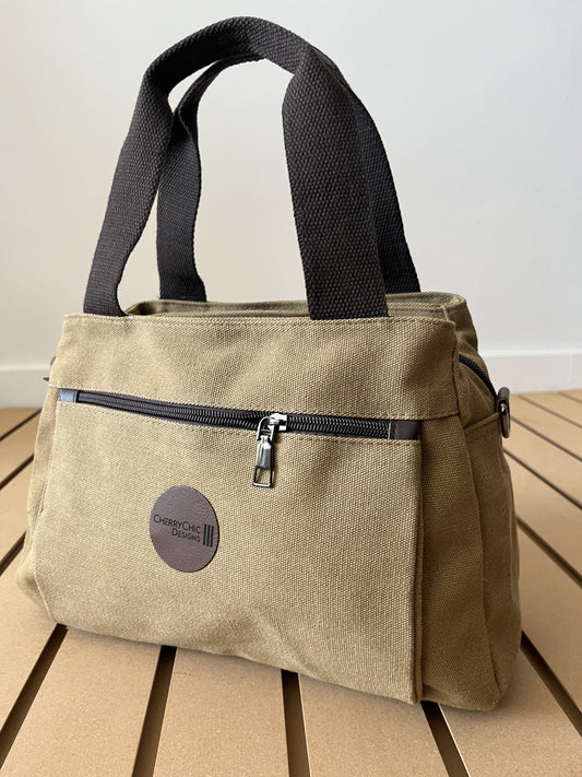 Vibe Sling Mini-Maximizer Canvas Crossbody Purse – Khaki