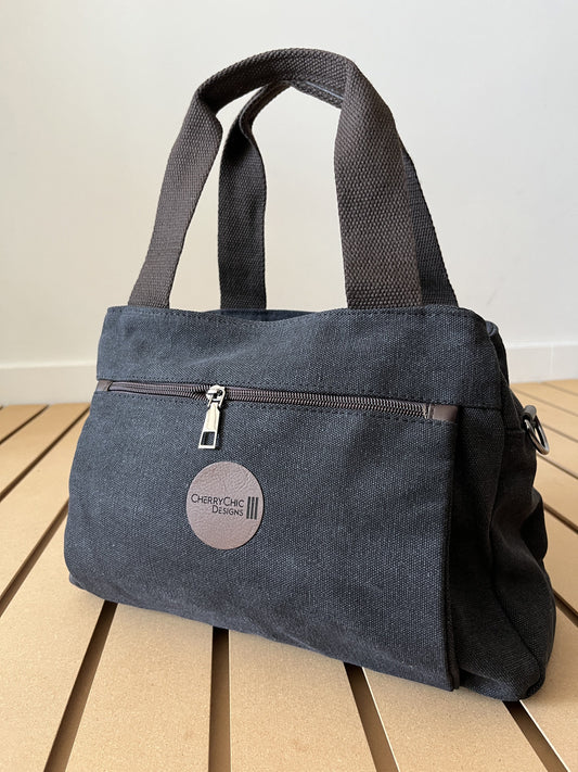 Vibe Sling Mini-Maximizer Canvas Crossbody Purse – Black