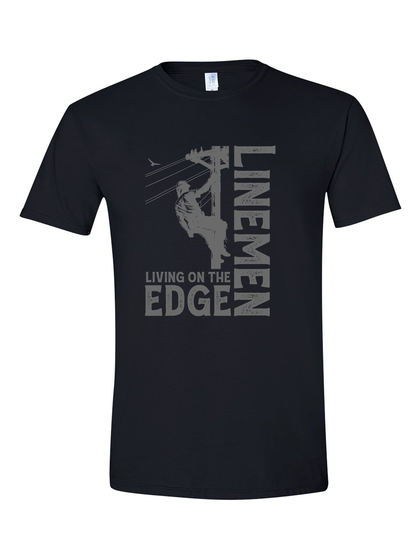 Power Lineman Shirt - Lineman Living on the Edge - Softstyle T-shirt - Black