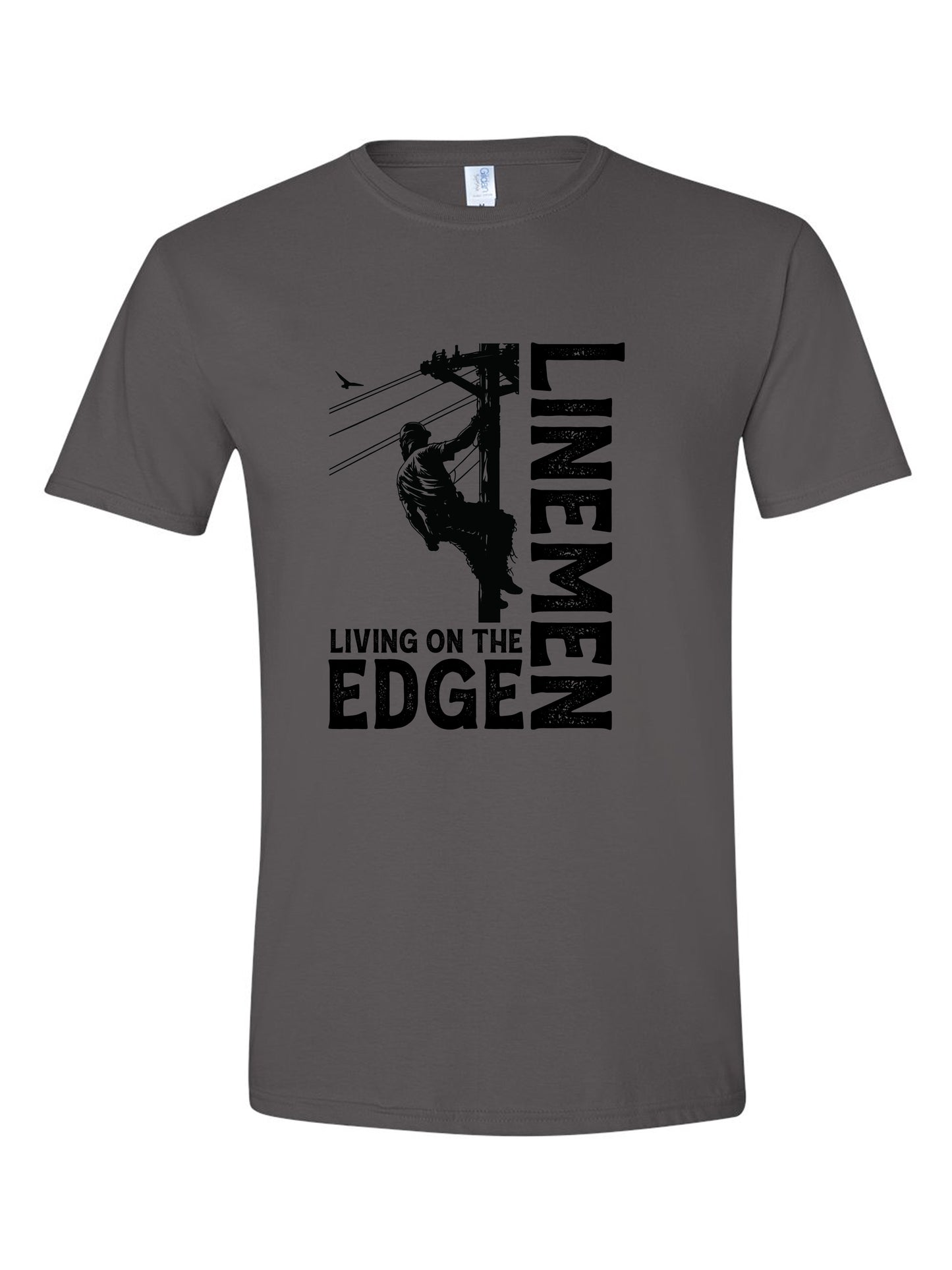 Power Lineman Shirt - Lineman Living on the Edge  - Softstyle T-shirt - Charcoal