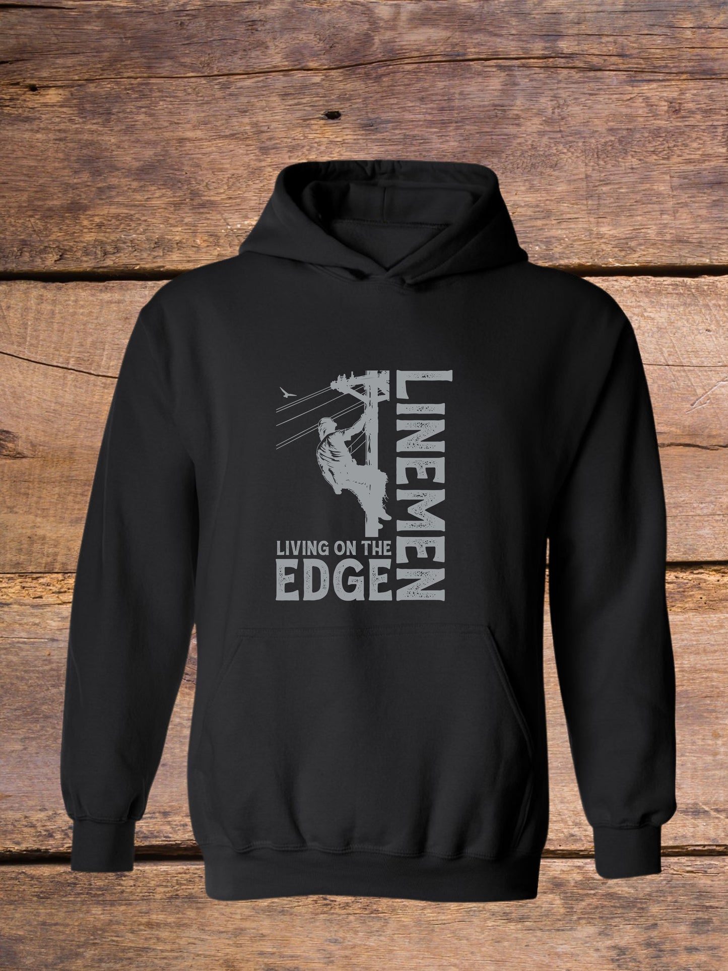 Power Lineman - Living on the Edge - Hooded Sweatshirt - Black