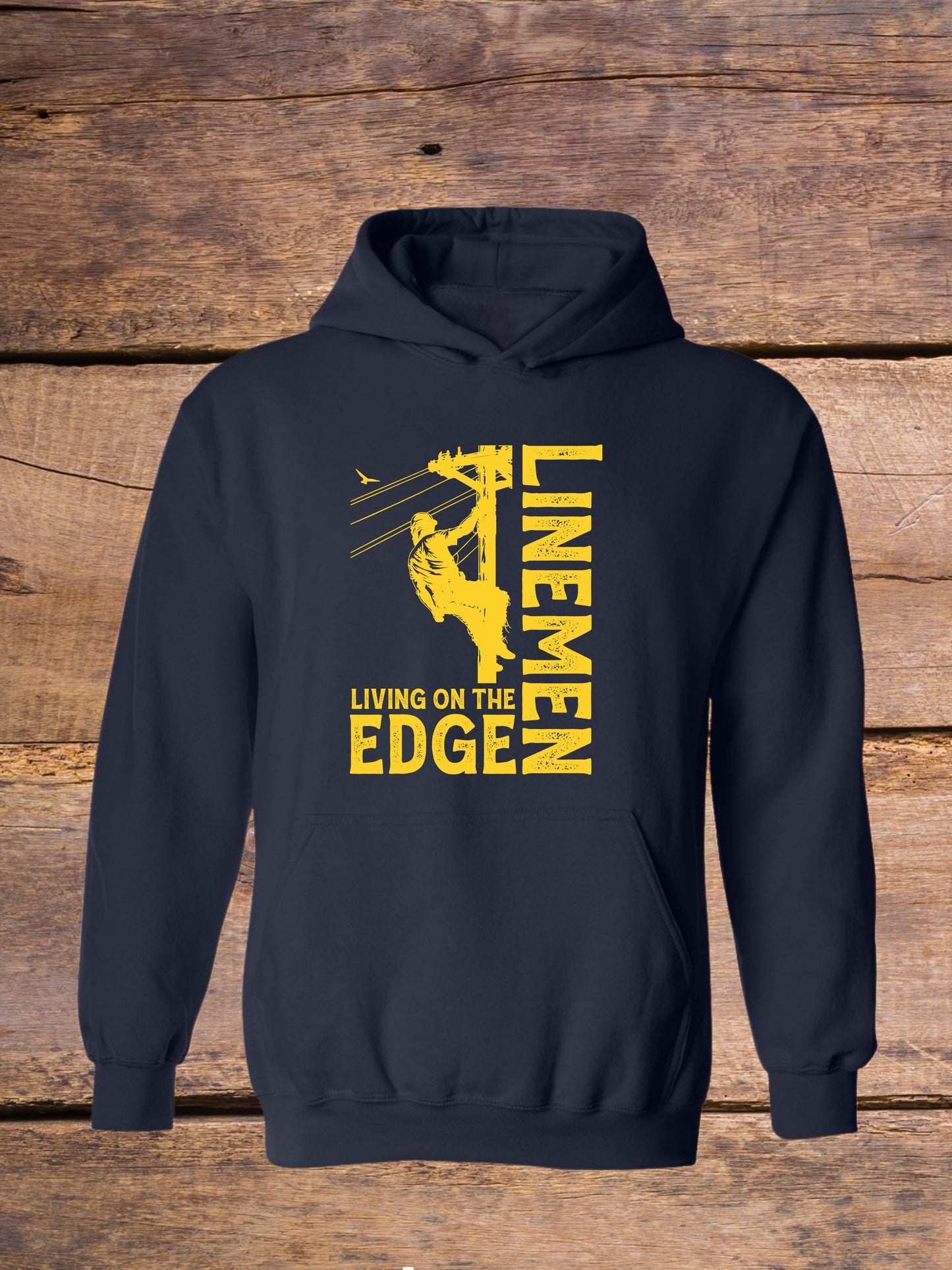 Power Lineman - Living on the Edge - Hooded Sweatshirt - Navy