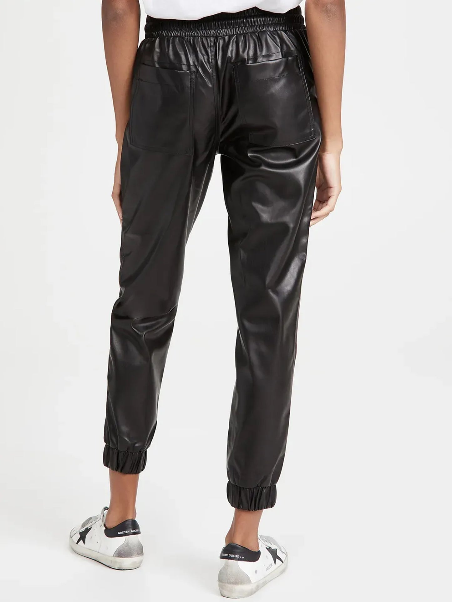 Drawstring Pleather Pants with Pockets