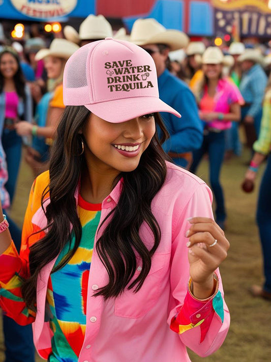 Save water drink tequila - Snapback Mesh Trucker Hats Funny