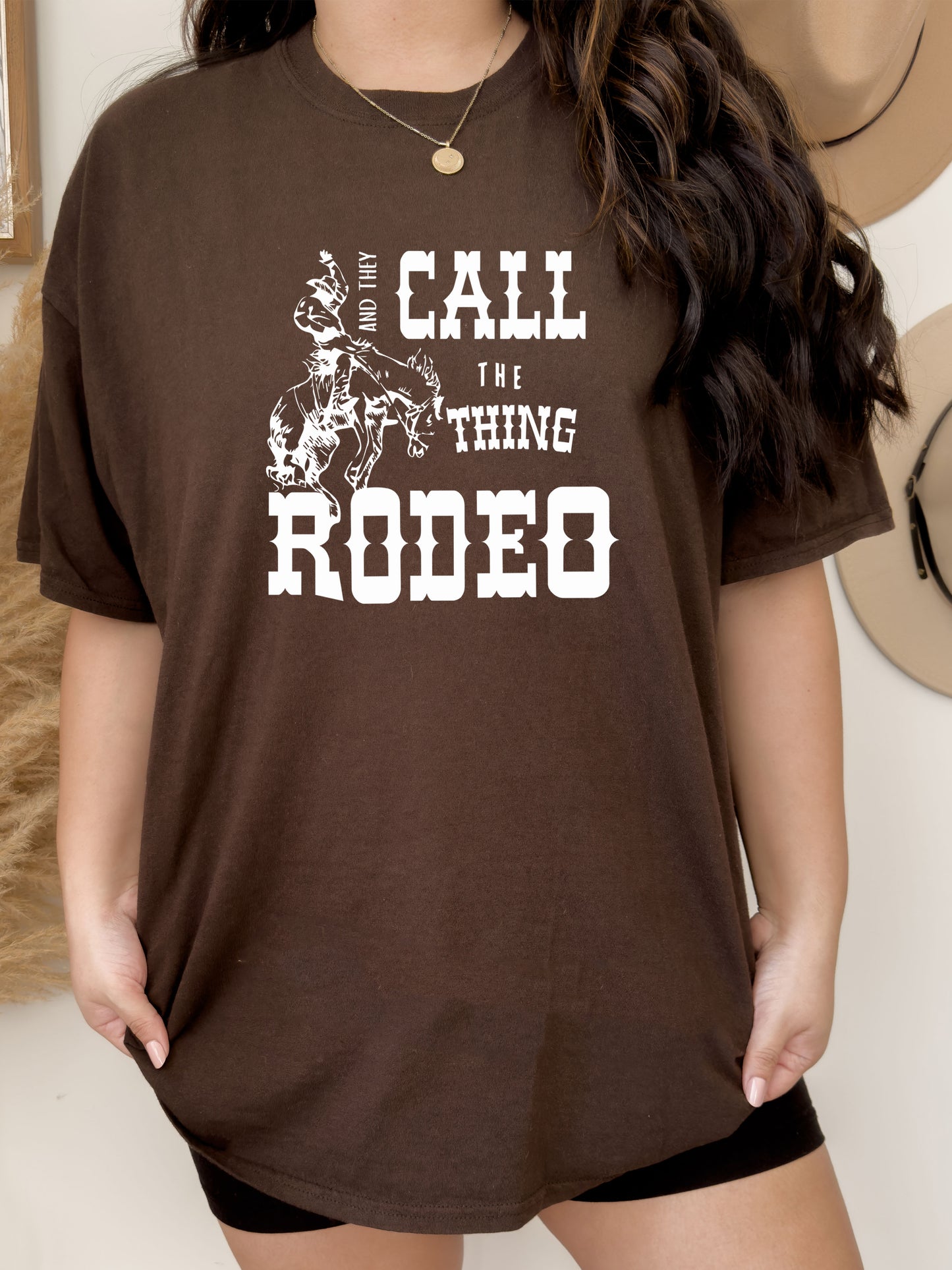 They Call it Rodeo - Relaxed Fit Unisex Tee Brown