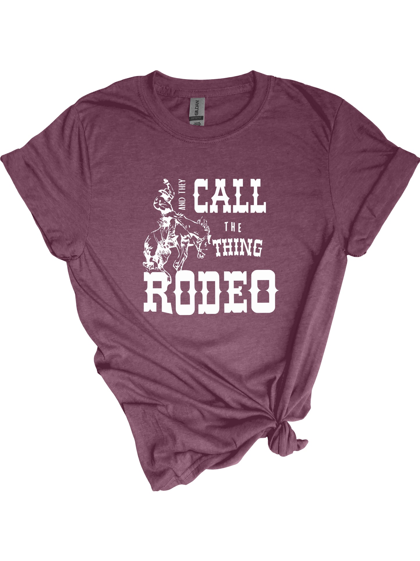They Call it Rodeo - Relaxed Fit Unisex Tee Heather Maroon