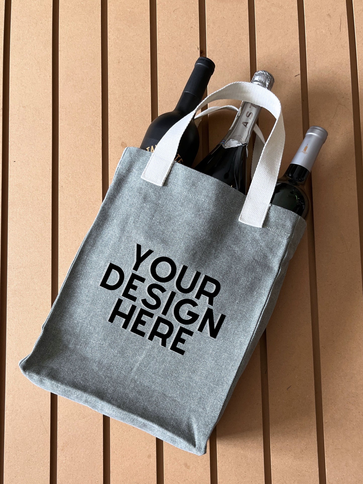 Reusable Wine Carrier Tote Bag - Sage Green
