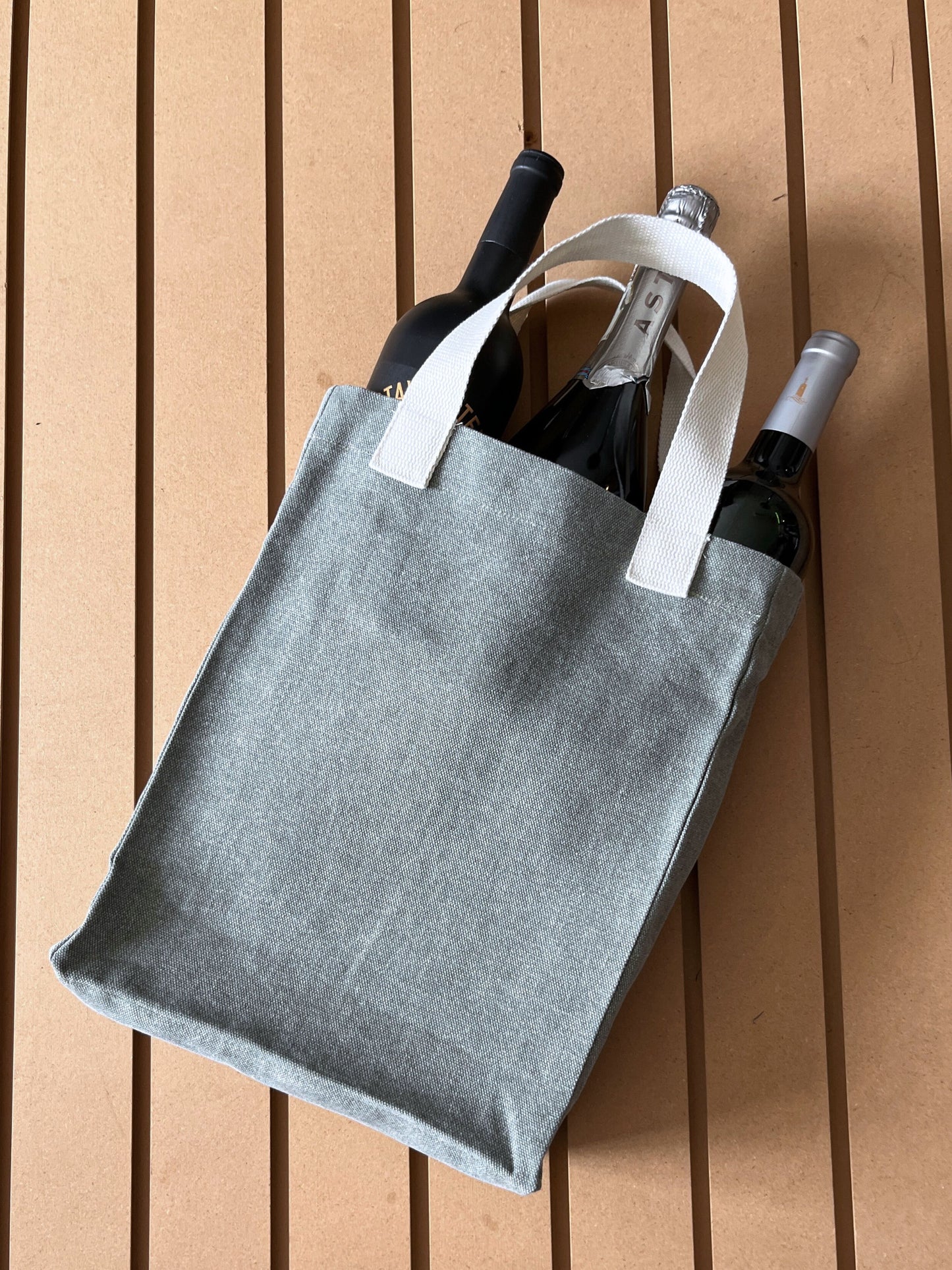 Reusable Wine Carrier Tote Bag - Sage Green