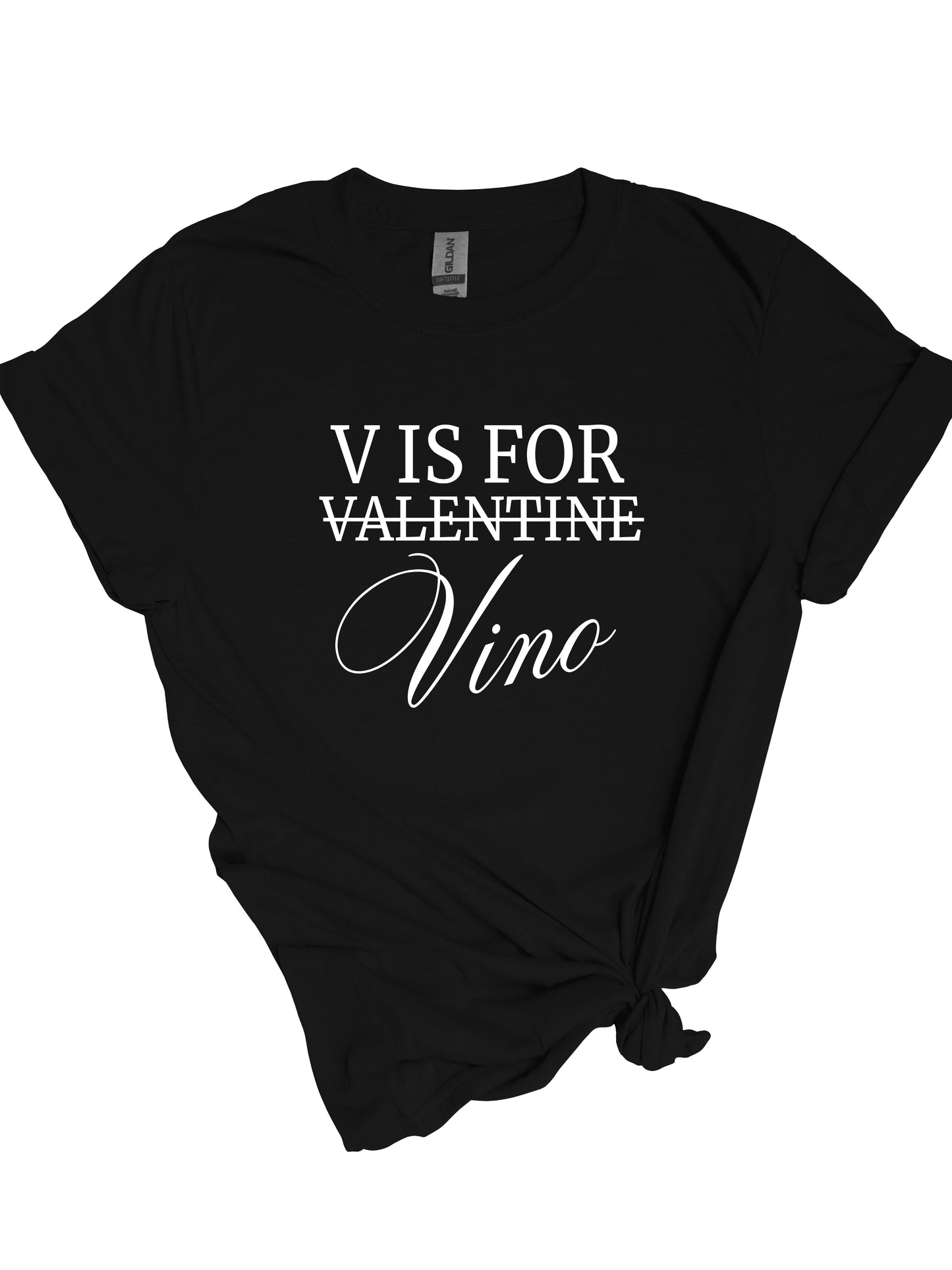 V is for Vino - Valentine - Relaxed Fit Tee Black