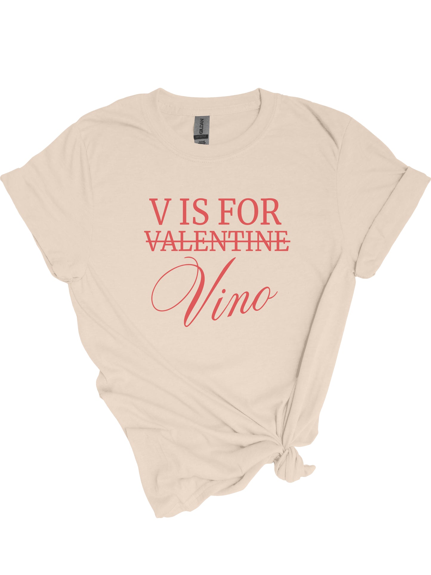 V is for Vino - Valentine - Relaxed Fit Tee Natural