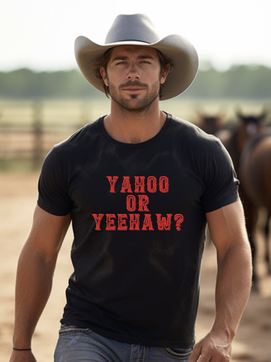 Yahoo or Yeehaw - Calgary Stampede Relaxed Fit Unisex Tee Black