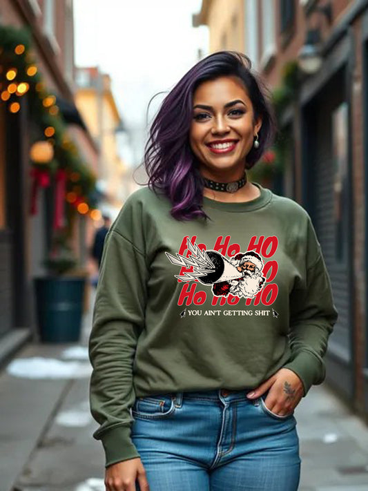 Santa You ain't getting shit funny sweatshirt - Unisex Christmas Crewneck Sweater