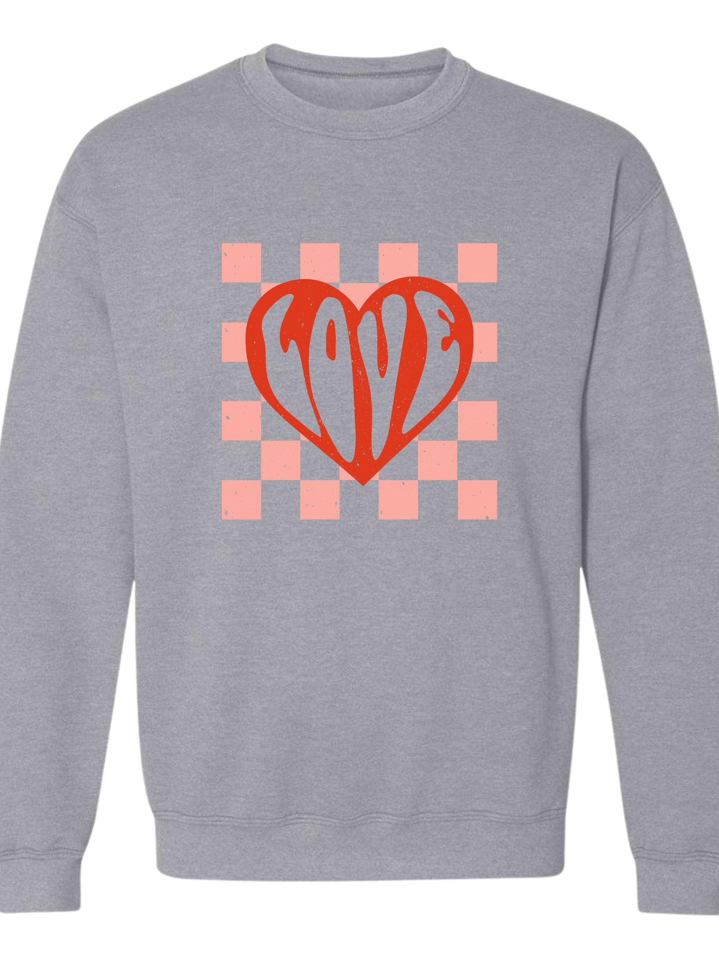 Checkered Love Heart - Crewneck Relaxed Fit Sweatshirt