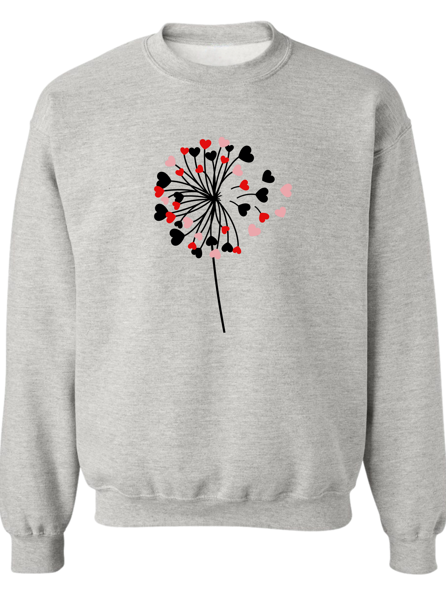 Dandelion Hearts (Red, pink, white) Valentine - Crewneck Relaxed Fit Sweatshrit