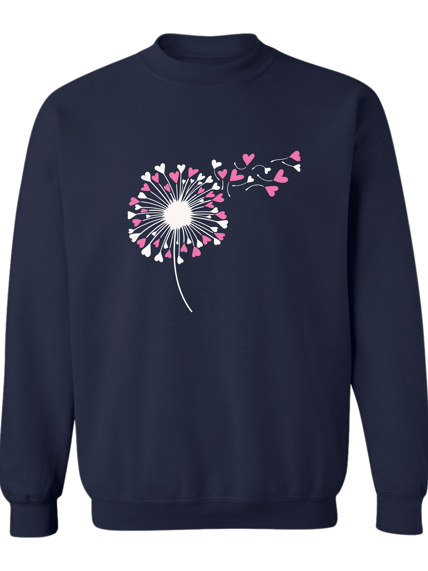 Dandelion Hearts (pink & white) Valentine - Crewneck Relaxed Fit Sweatshrit