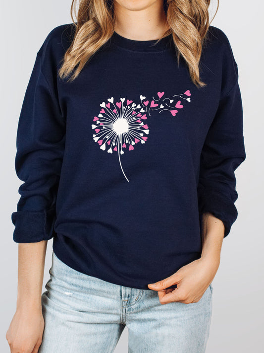 Dandelion Hearts (pink & white) Valentine - Crewneck Relaxed Fit Sweatshrit