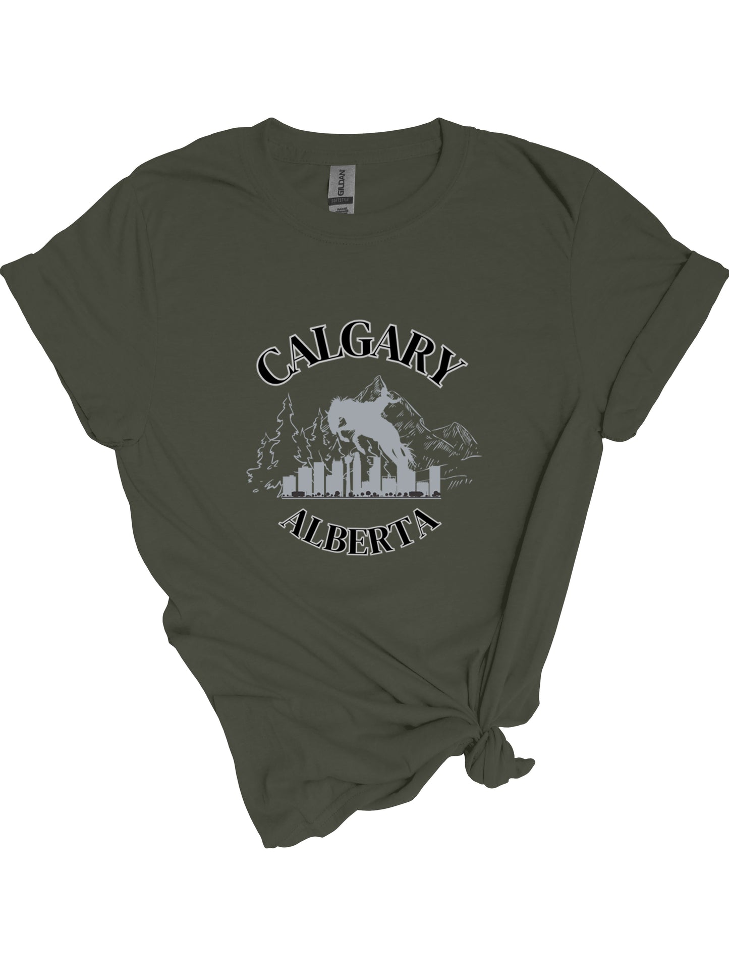 Calgary Tourism - Relaxed Fit Tshirt Military Green