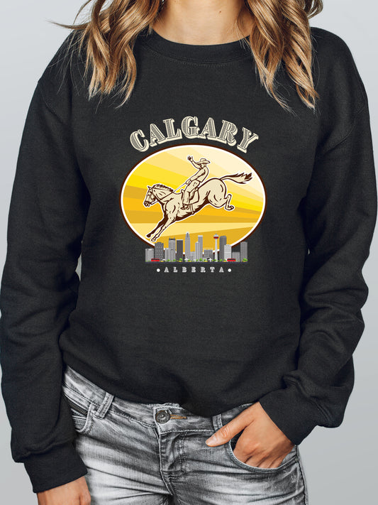 Calgary Cityscape - Crewneck Rlaxed Fit Sweatshirt Black