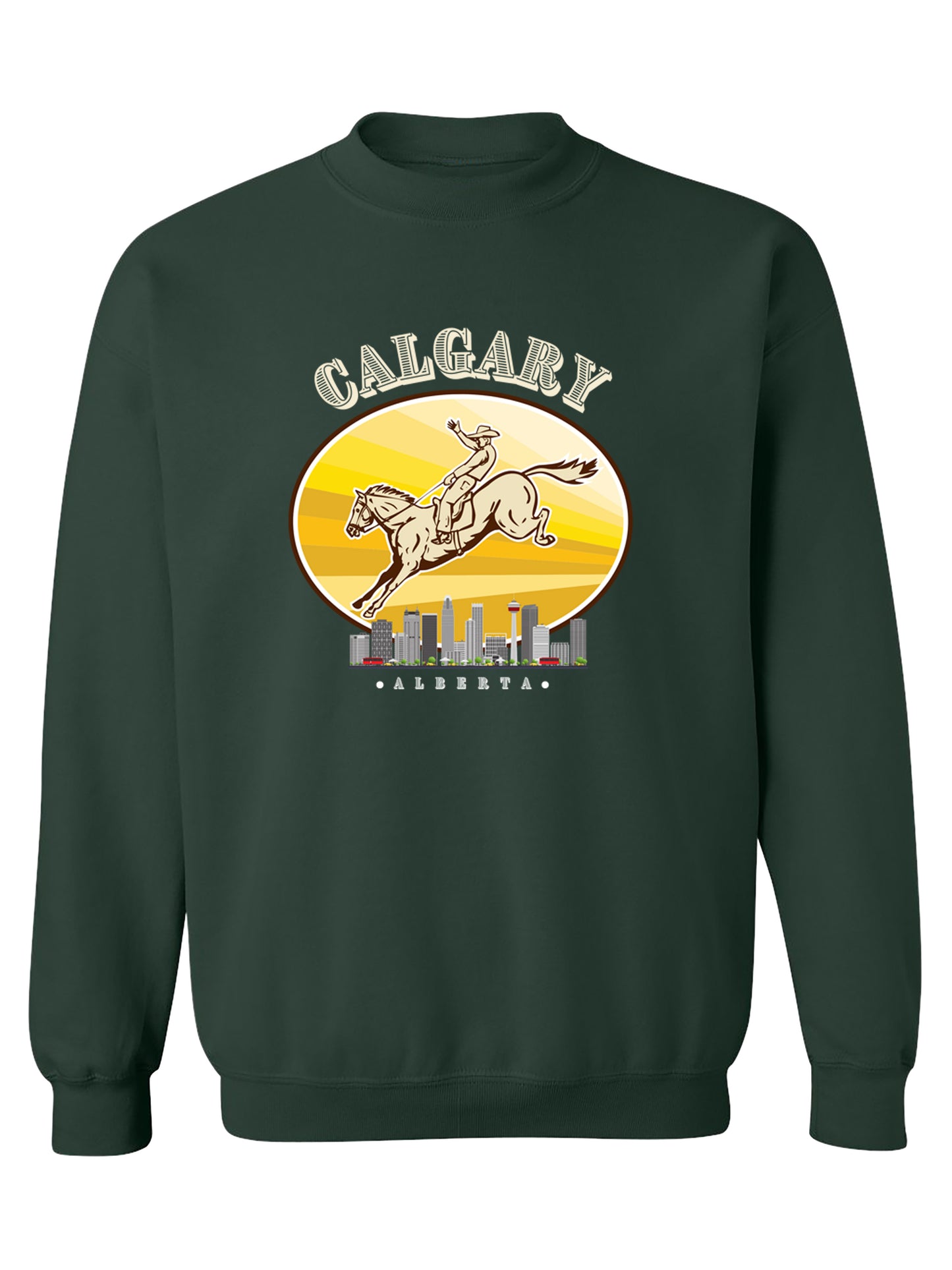 Calgary Cityscape - Crewneck Rlaxed Fit Sweatshirt Forest Green