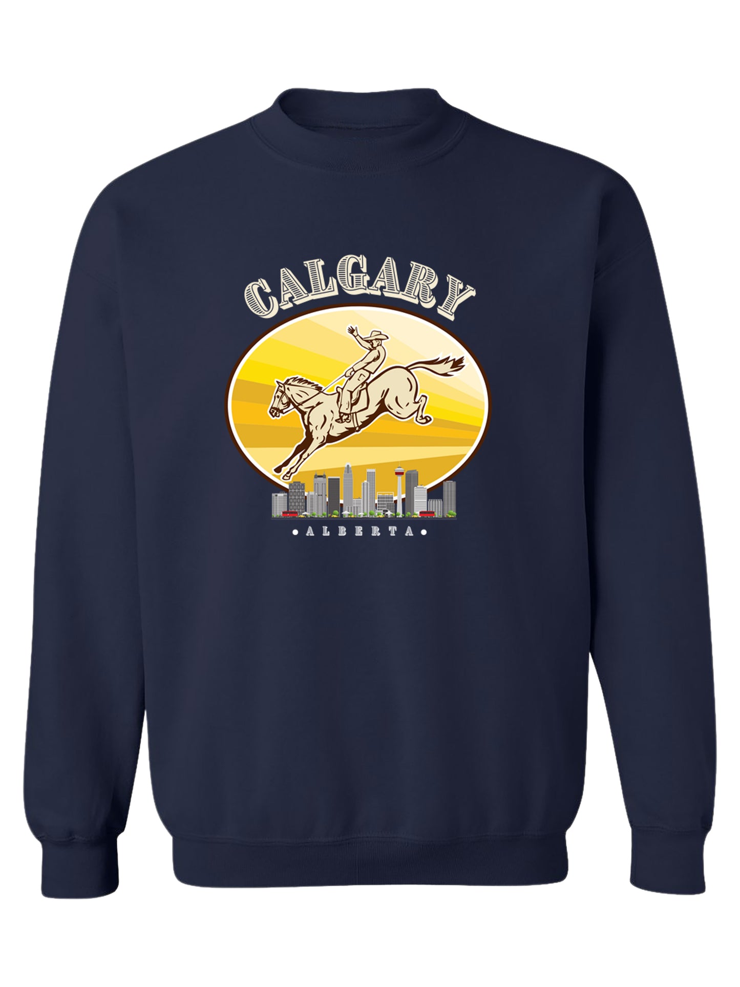 Calgary Cityscape - Crewneck Rlaxed Fit Sweatshirt Navy