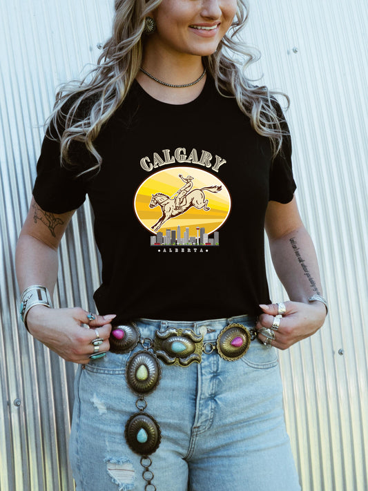 Calgary Cityscape - Relaxed Fit Tee Black