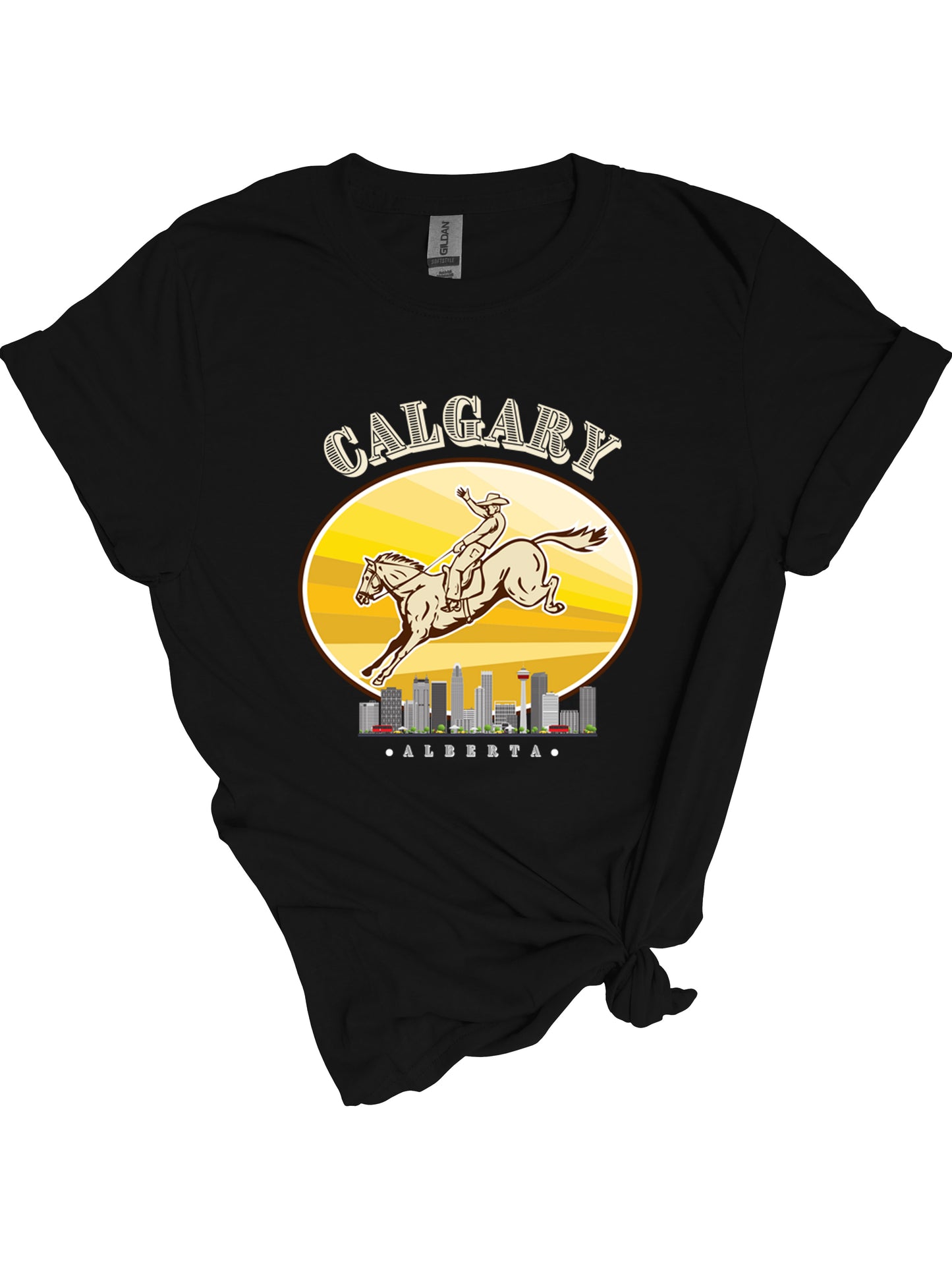 Calgary Cityscape - Relaxed Fit Tee Black