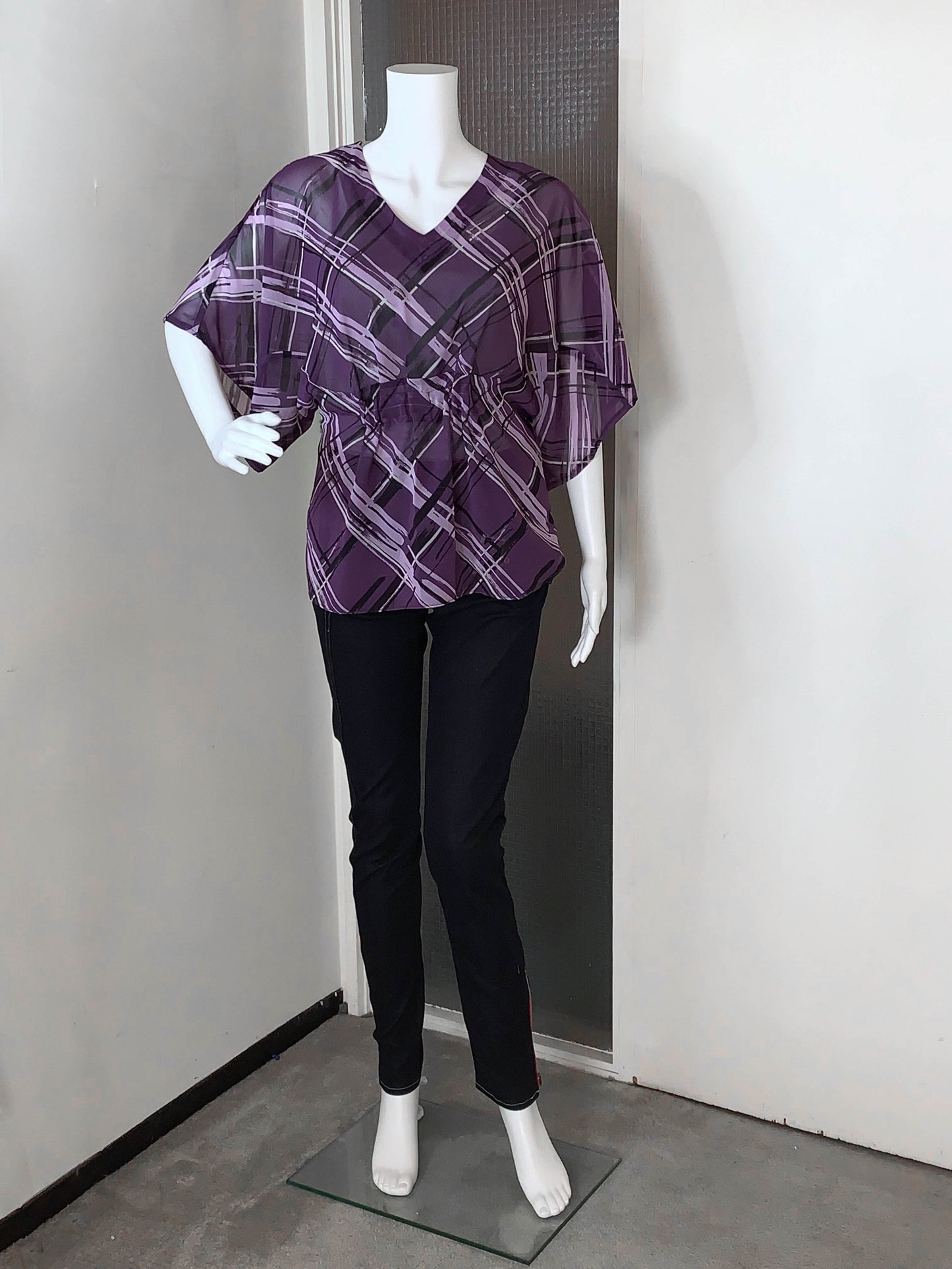 Purple & White Kimono Top