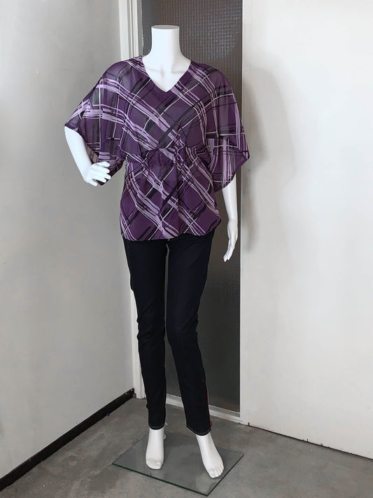 Purple & White Kimono Top