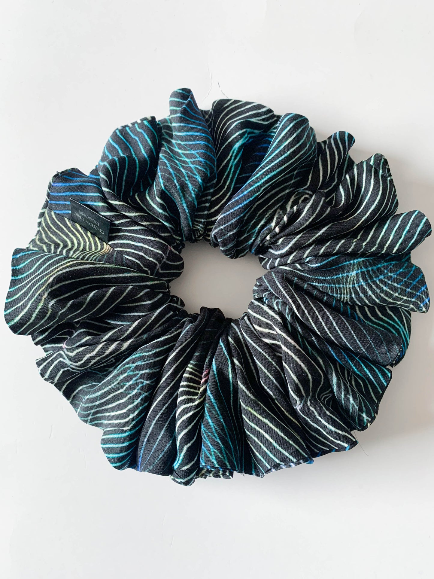 Black Peacock Scrunchie - Xlrg Size