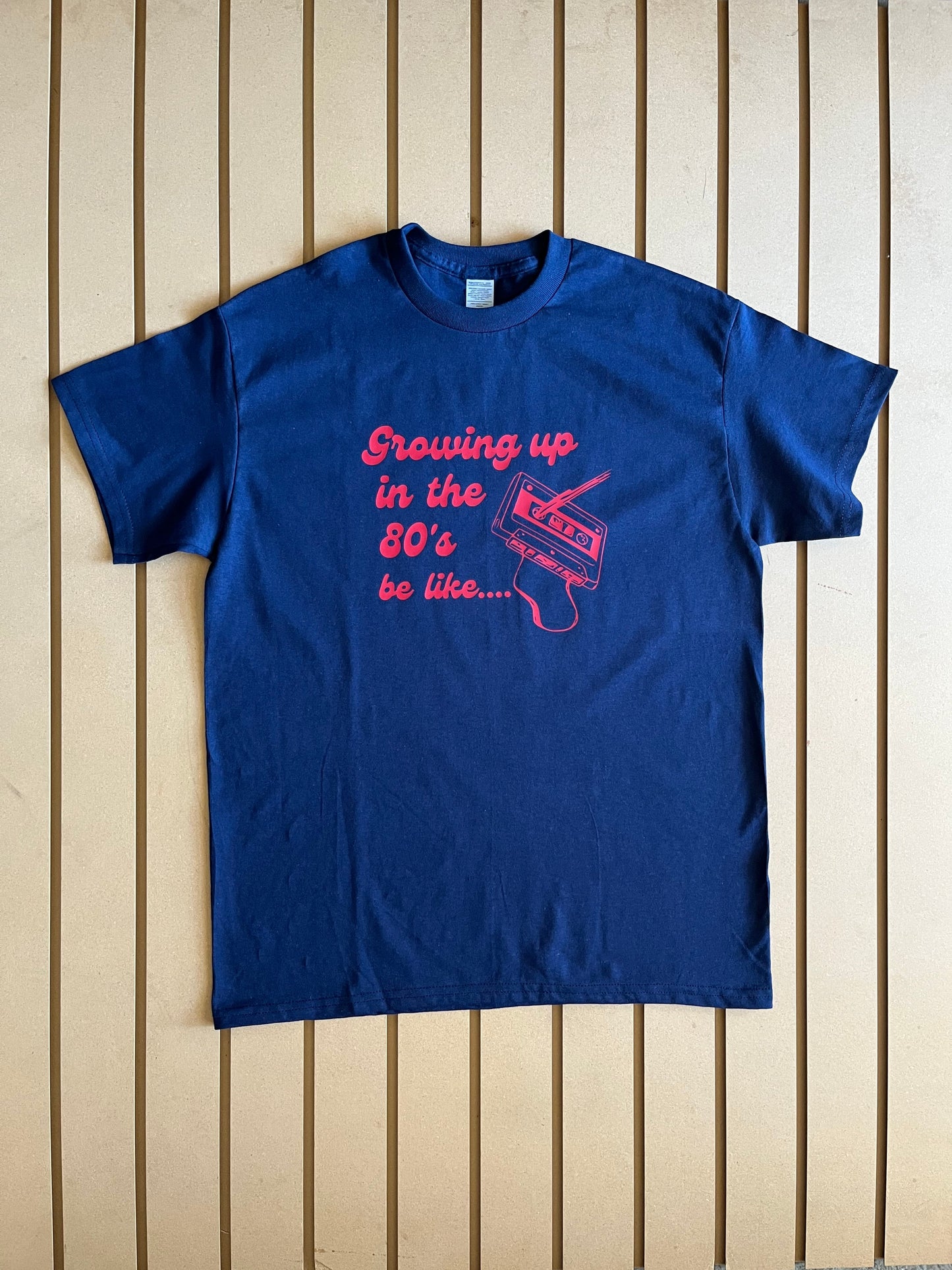 Growing up in the 80's be like - Unisex Relaxed Fit Tee Navy