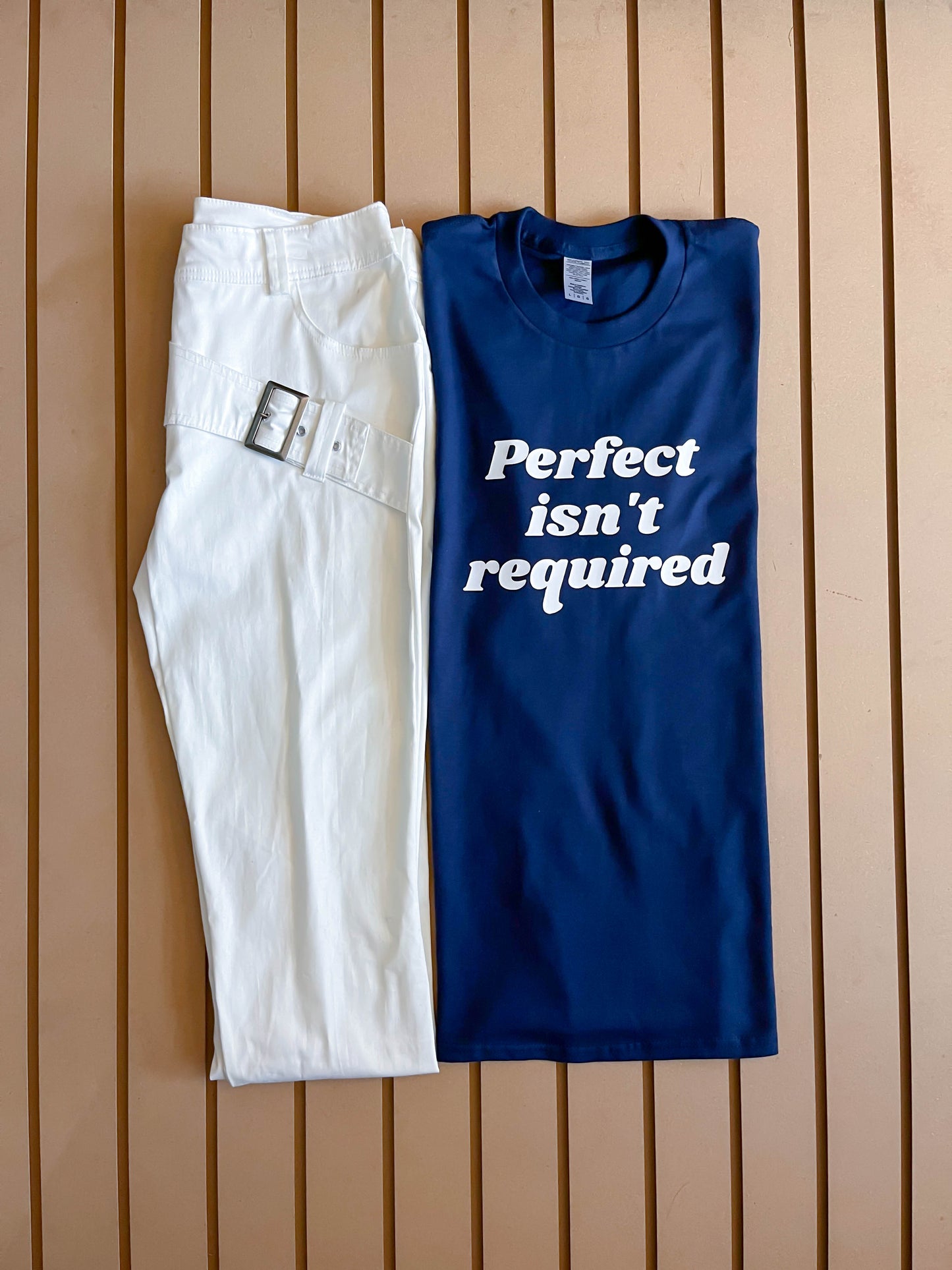 Perfect Isn't Required - Unisex Relaxed Fit Tee Navy