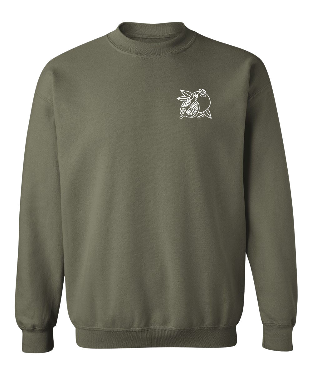 Pomegranate Queen - Unisex Crewneck Relaxed Fit Sweatshirt Sage Green